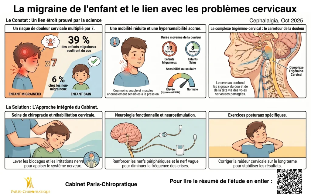 Infographie-Migraines-enfant-probleme-cervicale - Chiropracteur Paris 16 Migraine et problème cervicale chez enfants et adolescents